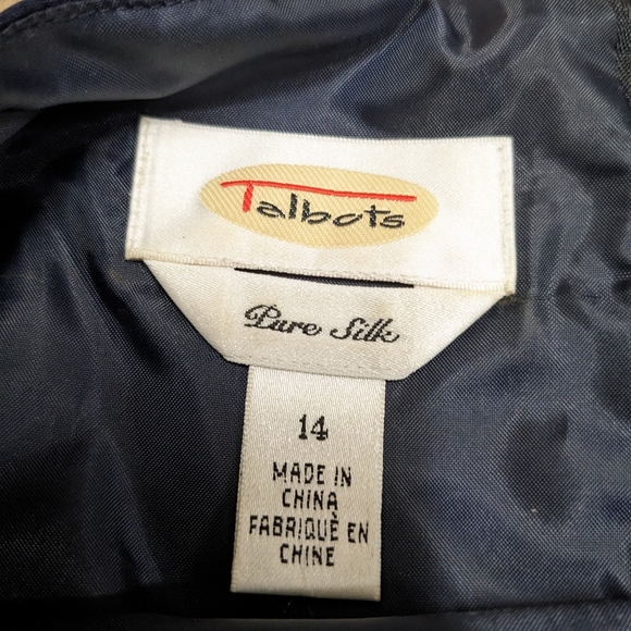 Talbots Navy Blue Pure Silk Sleeveless Dress - Picture 9 of 9